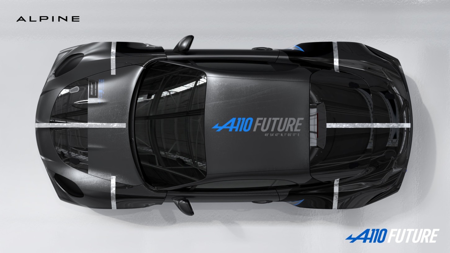 Alpine laat de A110 Future zien, de ontwikkelingsauto voor de elektrische A110. APP, 2 accupakketten, 800V-techniek en 2 elektromotoren achter geven de technische richting aan.