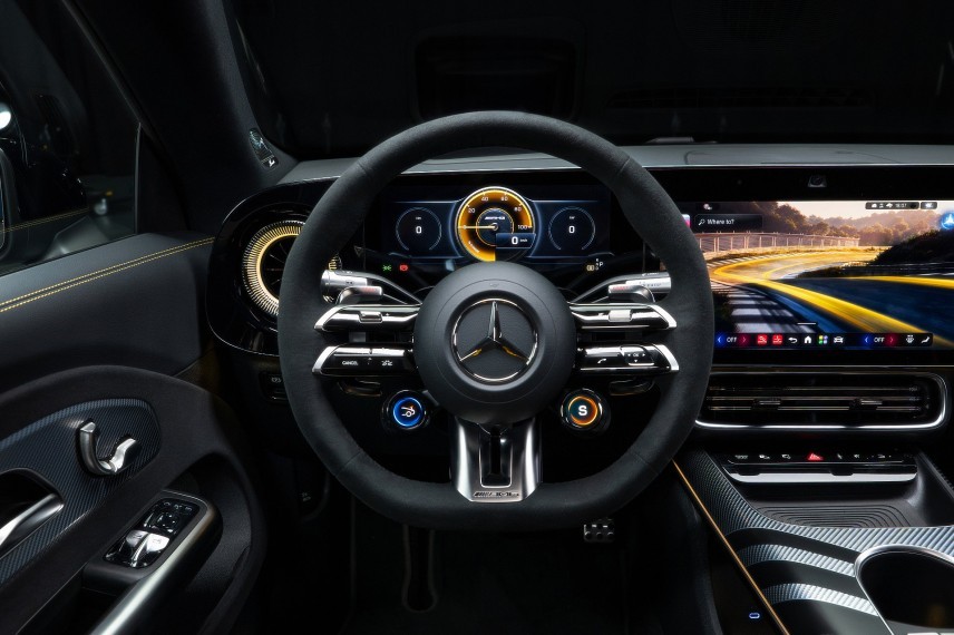Elektrische Mercedes-AMG CLA 45 4MATIC+ met drie axiale flux-motoren, 800V-techniek en een voorlopige WLTP-actieradius tot meer dan 670 km.