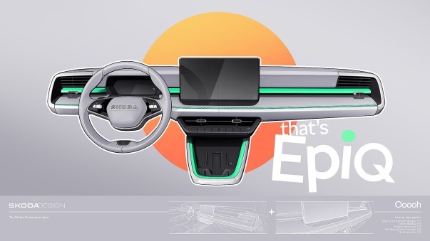 Škoda toont de eerste interieurschetsen van de Epiq.